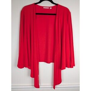 Susan Graver Women's Cardigan Liquid Knit Red Open Size 2X Office Relaxed Chic